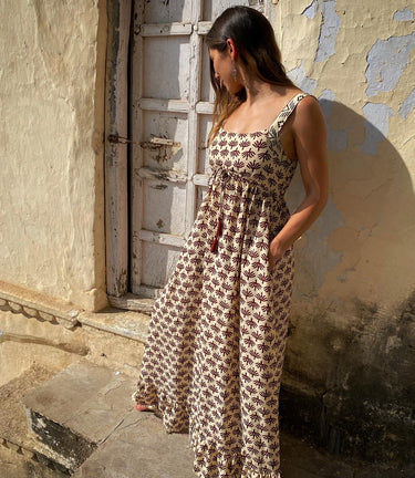 Vestido Largo Block Print